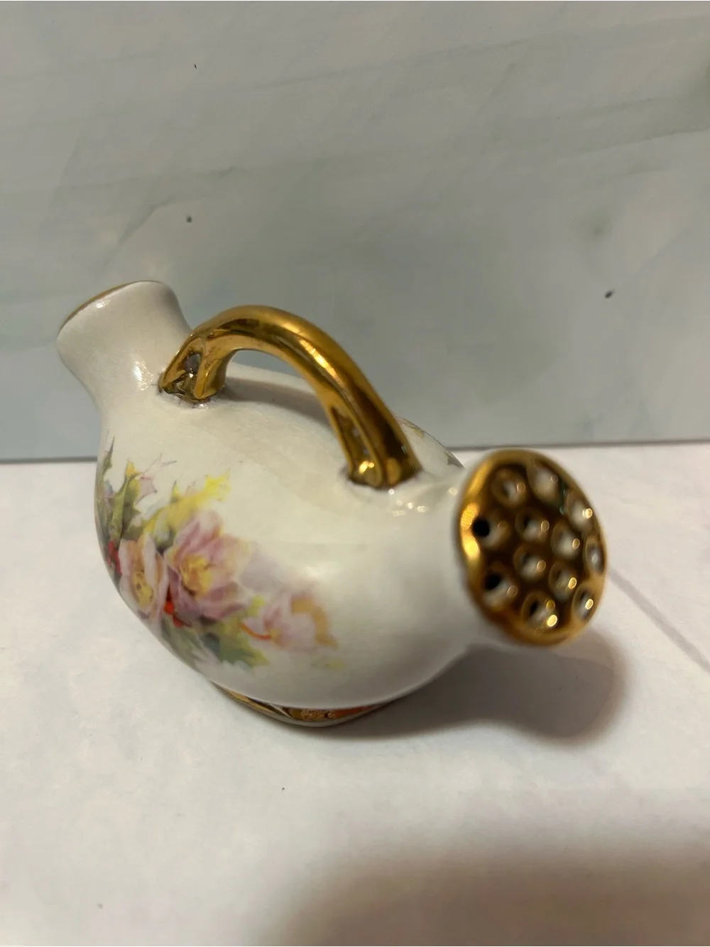 Porcelain Floral Salt And Pepper Shaker With Gold Trim